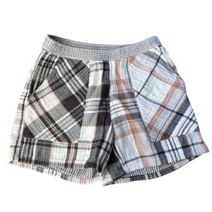 Aerie Soft Gauze Plaid Women's Pajama Shorts - Gray Black Tan XXS